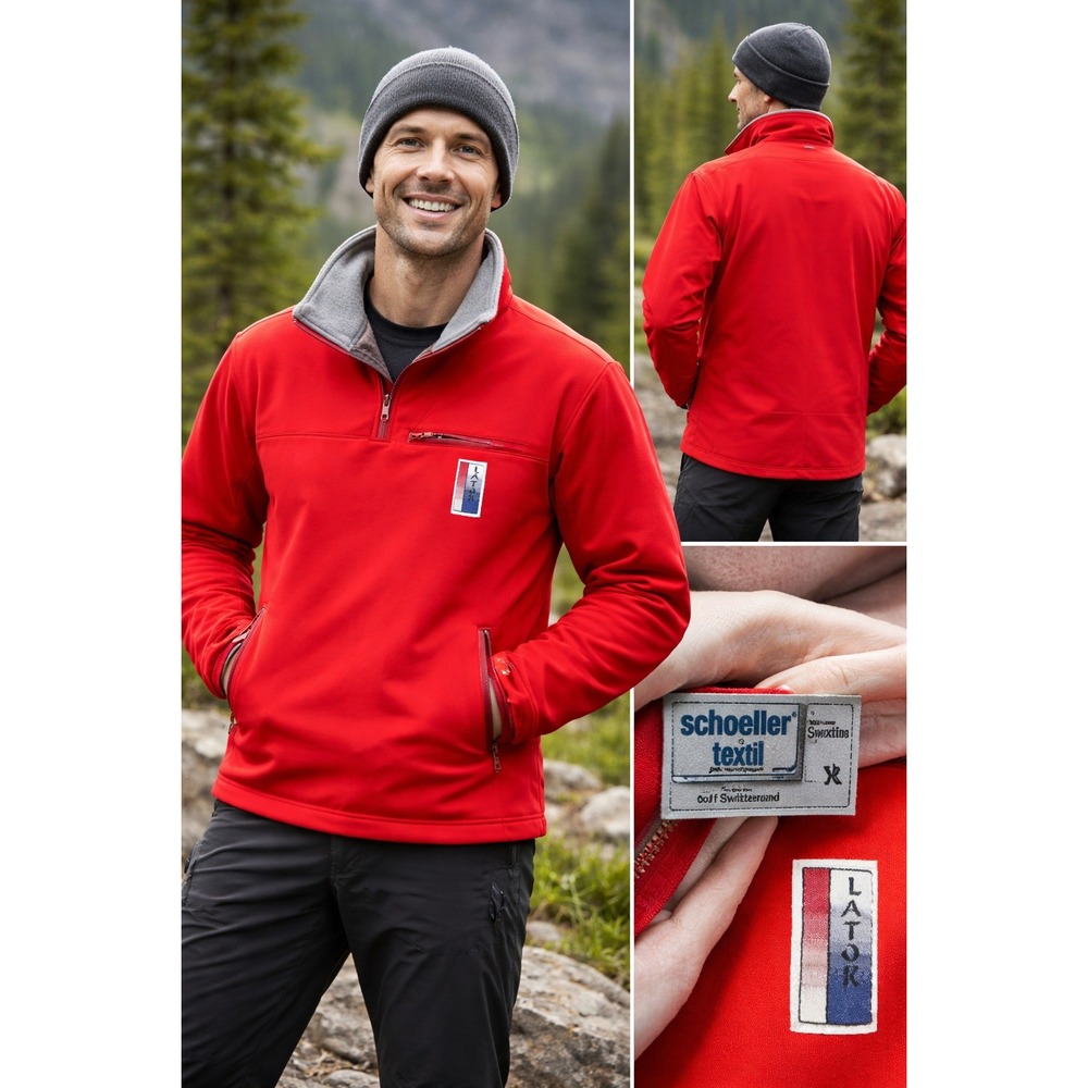 Latok Schoeller Softshell Jacket Unisex Small Red Swiss Fabric USA Made Gorpcore